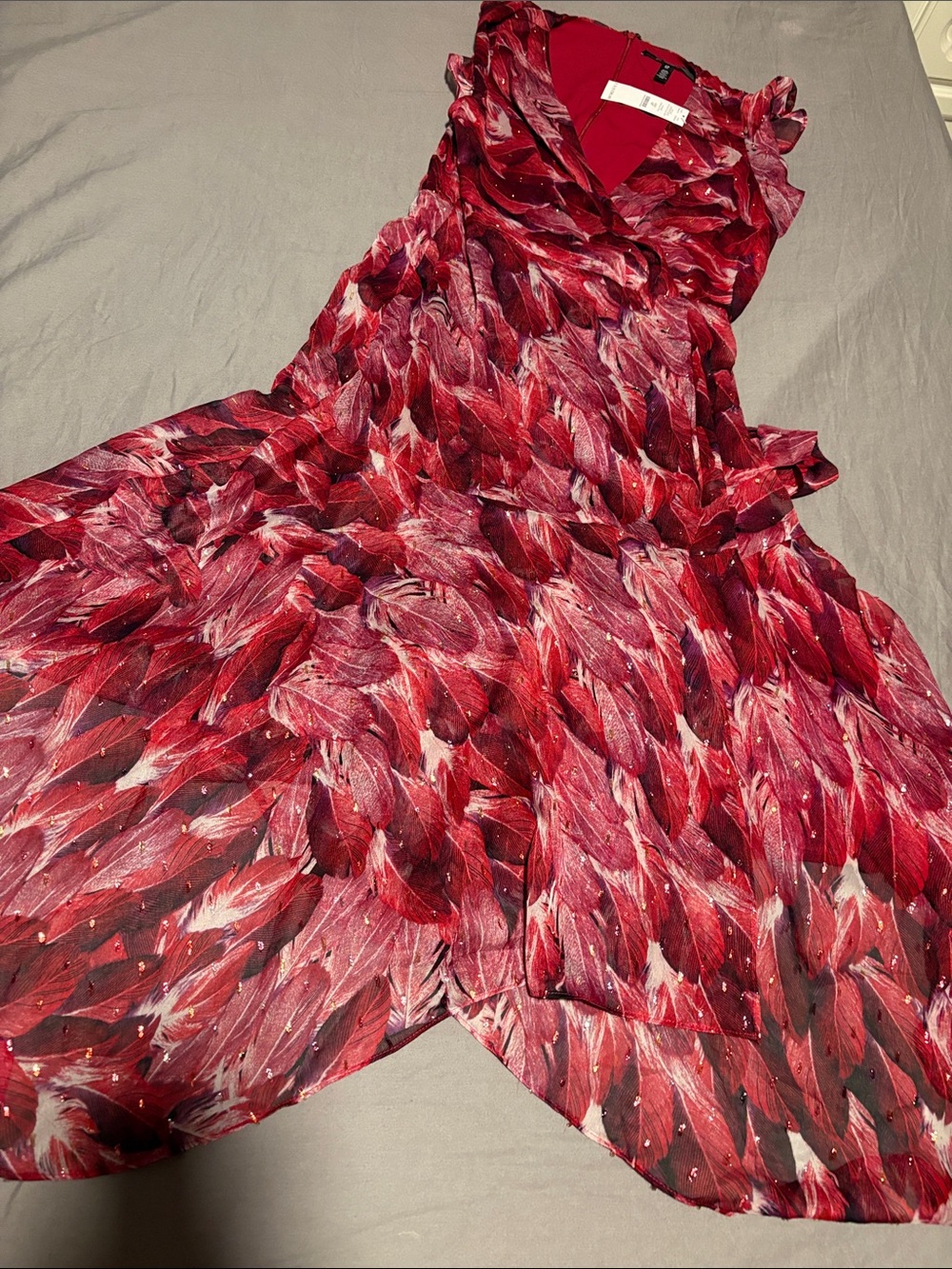 White House Black Market Women’s Red Printed Dress 40” long 13” P2P
